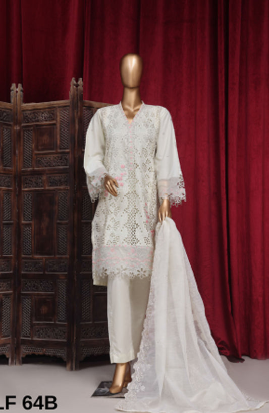 Bin Saeed Embroidered Lawn Stitched 3 Piece Suit - LF64B - BS25LF - White - Summer Collection