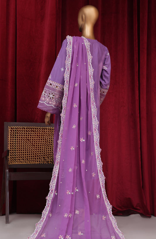 Bin Saeed Embroidered Lawn Stitched 3 Piece Suit - LF147 - BS25LF - Purple - Summer Collection