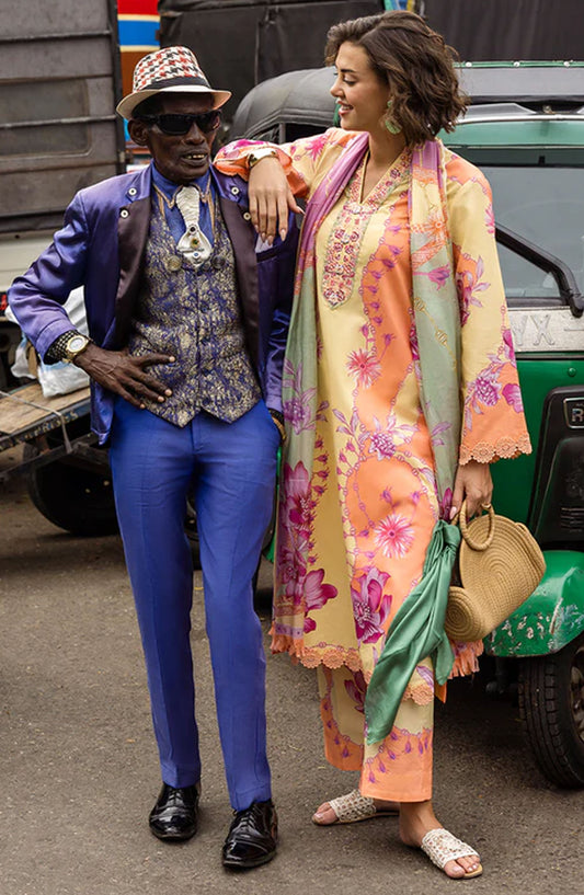 Hemline by Mushq Embroidered Lawn Unstitched 3 Piece Suit - MQ25HLD  - Piera - Peach - Summer Collection