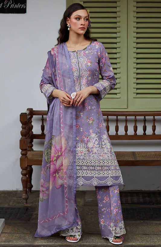 Saffira by Gulaal Chikankari Lawn Unstitched 3 Piece Suit - S-02 Miaa - GUL25SL - Purple - Summer Collection