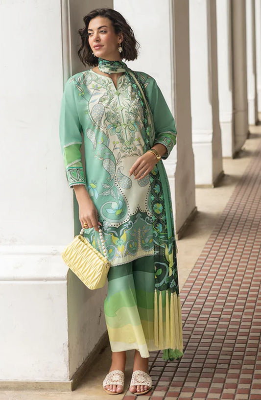 Hemline by Mushq Embroidered Lawn Unstitched 3 Piece Suit - MQ25HLD  - Ariela - Green - Summer Collection