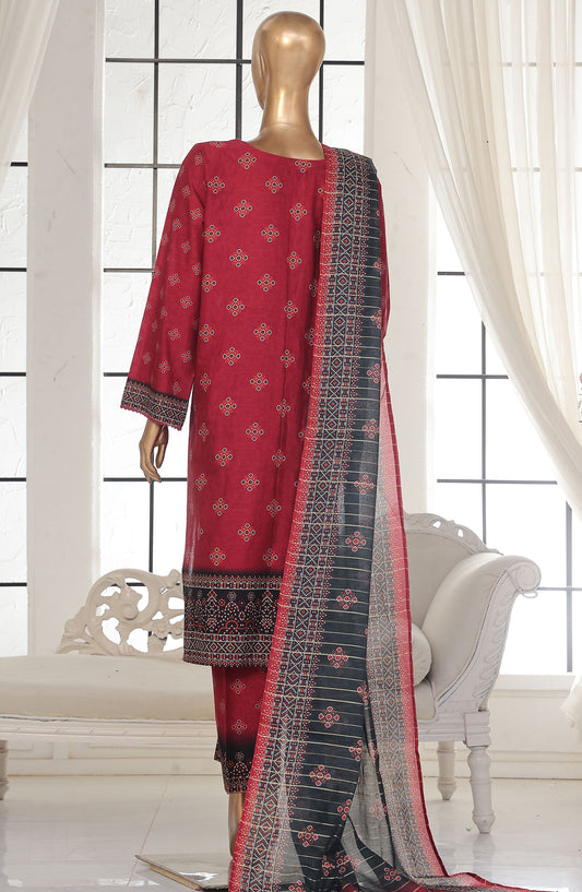 Bin Saeed Printed Lawn Stitched 3 Piece Suit - SM-126 - BS25EPLV2 - Red - Summer Collection