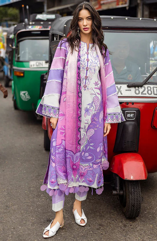 Hemline by Mushq Embroidered Lawn Unstitched 3 Piece Suit - MQ25HLD  - Fabola - Purple - Summer Collection