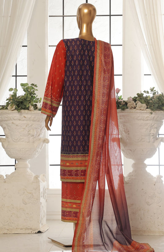 Bin Saeed Printed Lawn Stitched 3 Piece Suit - SM-116 - BS25EPLV2 - Purple - Summer Collection