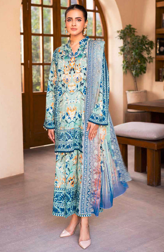 Hadeer by Johra Printed Lawn Unstitched 3 Piece Suit - JH-59 - JO25HL - Blue - summer Collection