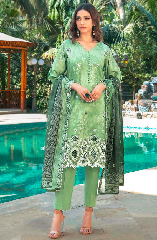 Thamina by Tawakkal Fabrics Embroidered Lawn Unstitched 3 Piece Suit - D-1202 - TF25TL - Green - Summer Collection