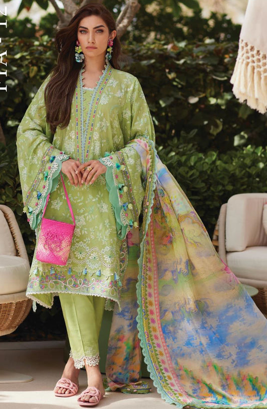Wes by Farah Talib Embroidered Lawn Suits Unstitched 3 Piece FTA-12 Kiara Kiwi FTA25WL - Green - Luxury Collection