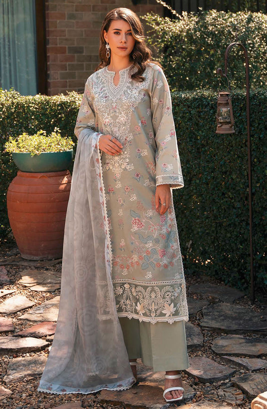 Afrozeh Embroidered Lawn Unstitched 3 Piece Suit - Grey - Maelis-B - AFR25DM - Summer Collection