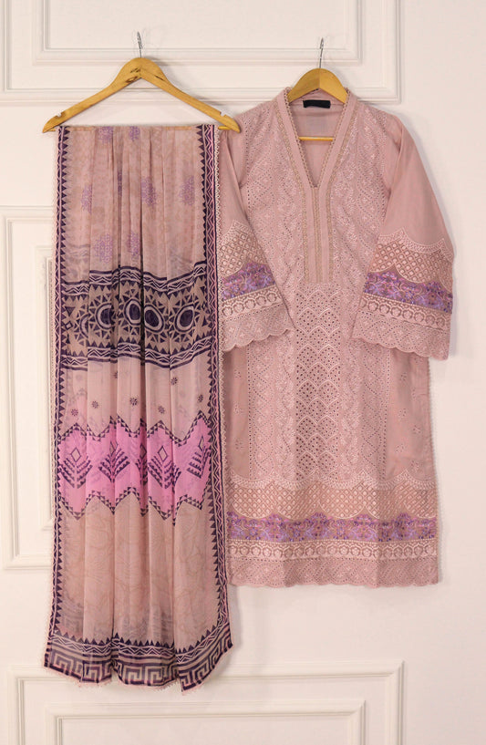 Emerge Embroidered Lawn Stitched 3 Piece Suit - Pink - D-02 - EM25CL2 - Summer Collection