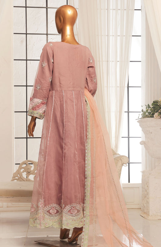 Bin Saeed Embroidered Organza Stitched 3 Piece Frock - D-04 - BS25LEO - Purple - Festive Collection