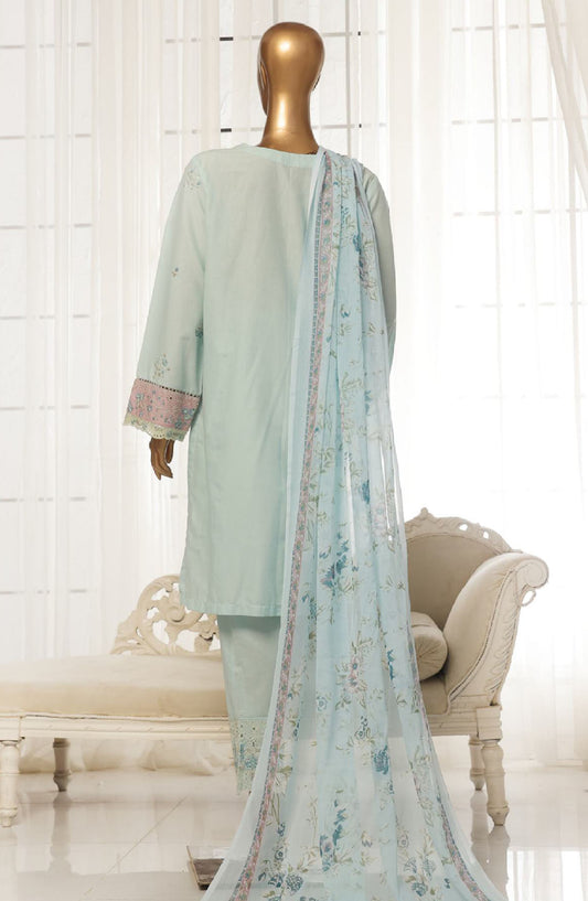 Bin Saeed Embroidered Cotton Stitched 3 Piece Suit - D-10 - BS25TC - Blue - Summer Collection