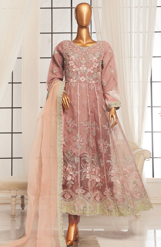 Bin Saeed Embroidered Organza Stitched 3 Piece Frock - D-04 - BS25LEO - Purple - Festive Collection