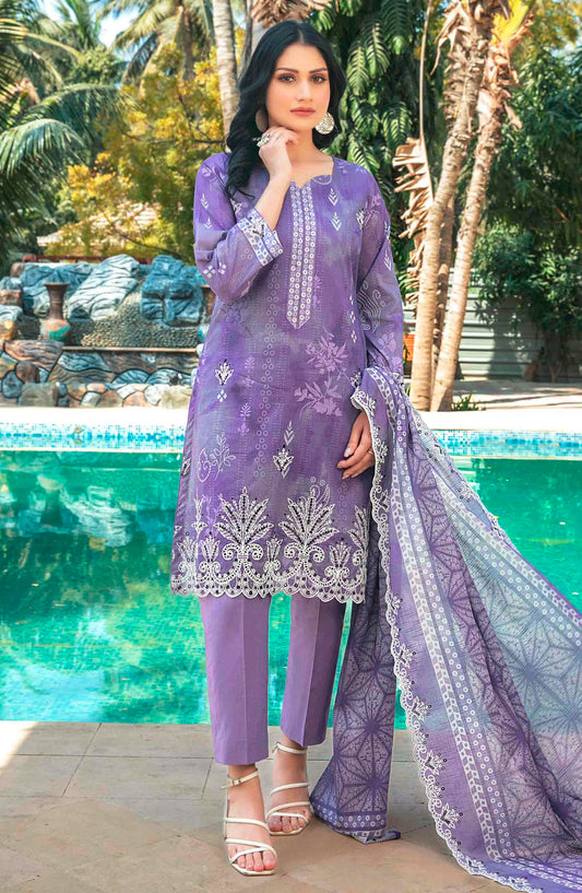 Thamina by Tawakkal Fabrics Embroidered Lawn Unstitched 3 Piece Suit - D-1200 - TF25TL - Purple - Summer Collection