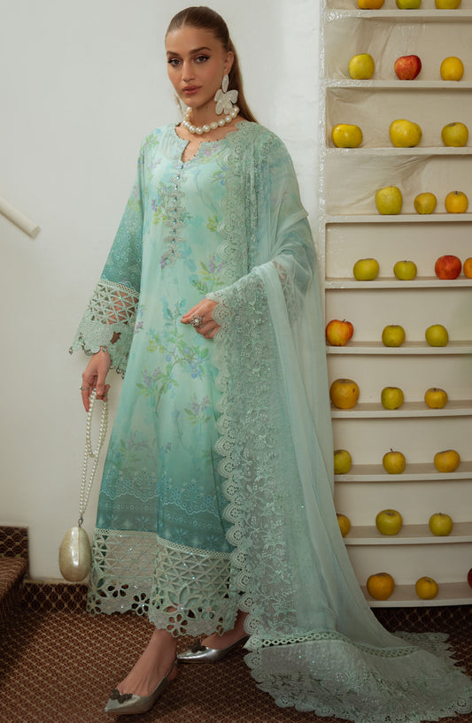 Maya by Nureh Embroidered Lawn Unstitched 3 Piece Suit - NS-150 - NU25MS - Sea Green - Summer Collection