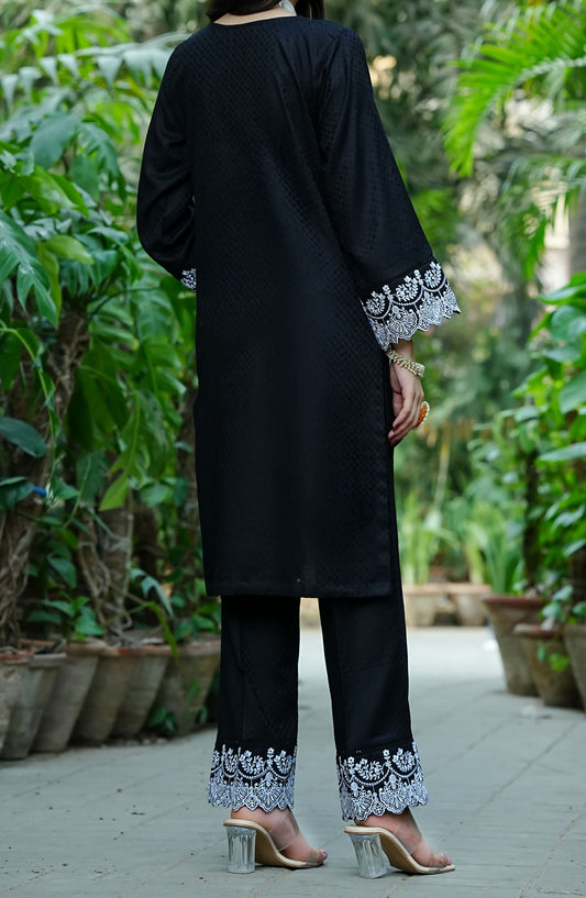 Garden Muse by Amna Khadija Embroidered Jacquard Stitched 3 Piece Suit - GMSS-01 - AM25GMS - Black - Casual Collection