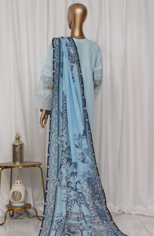 Bin Saeed Embroidered Lawn Stitched 3 Piece Suit - LF-150C - BS25LPCV3 - Blue - Summer Collection