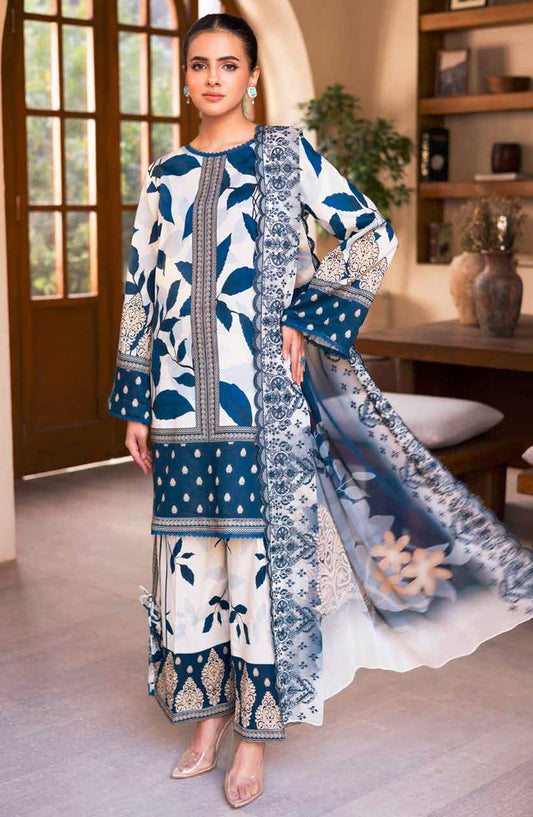 Hadeer by Johra Printed Lawn Unstitched 3 Piece Suit - JH-56 - JO25HL - White - summer Collection