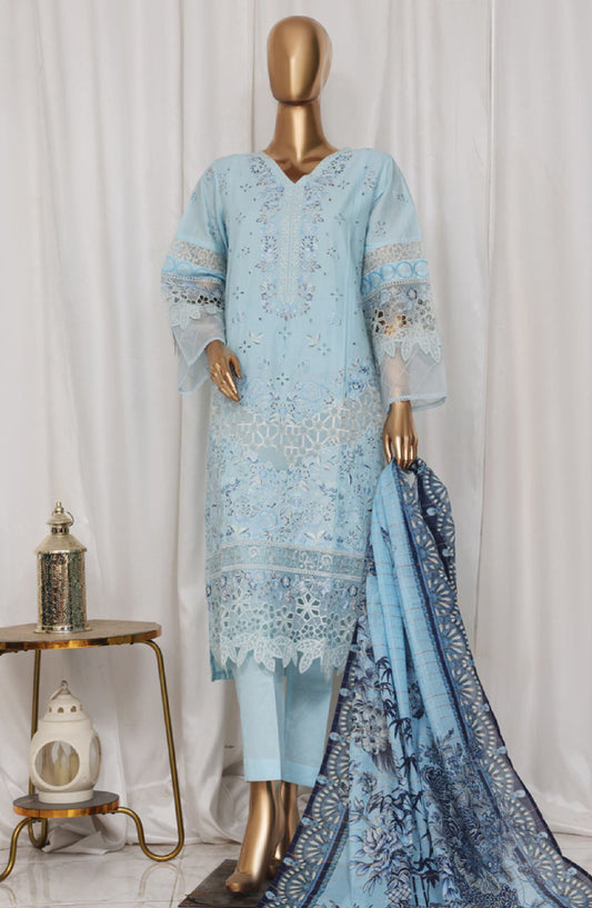 Bin Saeed Embroidered Lawn Stitched 3 Piece Suit - LF-150C - BS25LPCV3 - Blue - Summer Collection