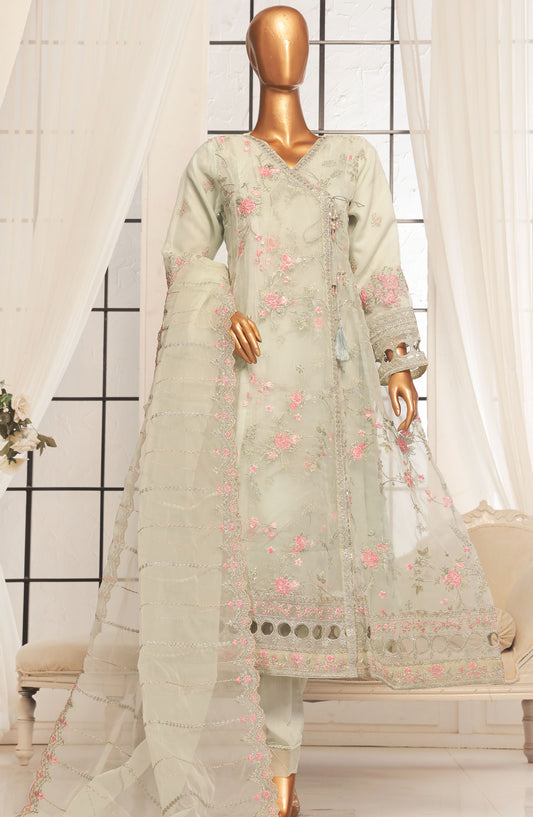 Bin Saeed Embroidered Organza Stitched 3 Piece Frock - D-03 - BS25LEO - White - Festive Collection
