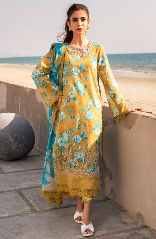 Aafreen by Riaz Arts Embroidered Lawn Unstitched 3 Piece Suit - AF-173 - RA25ALCL - Yellow - Summer Collection