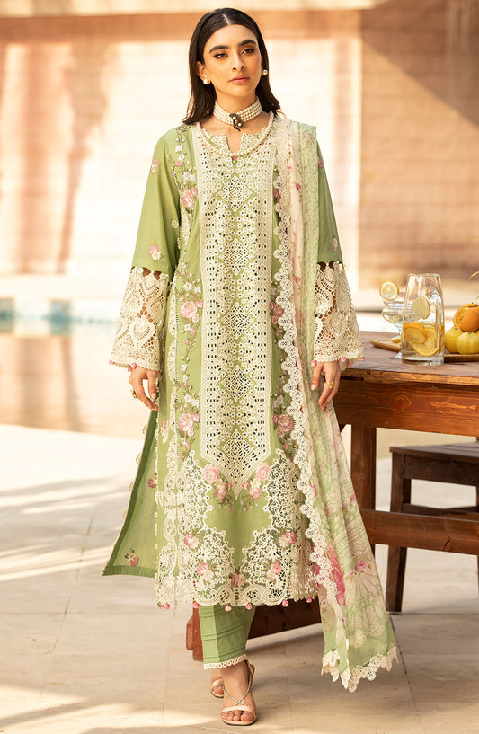 Elaf Embroidered Lawn Unstitched 3 Piece Suit - ELM-8 Fizzah - EL25LLC - Green - Summer Collection