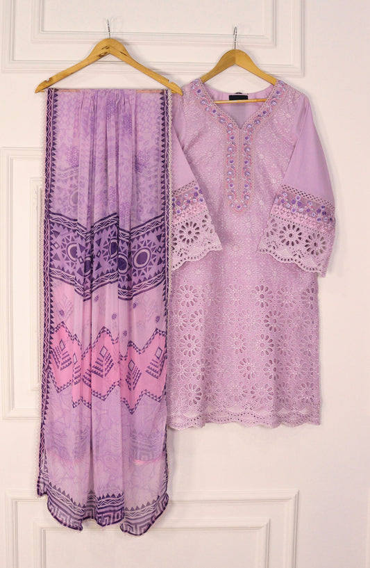 Emerge Embroidered Lawn Stitched 3 Piece Suit - Purple - D-05 - EM25CL2 - Summer Collection