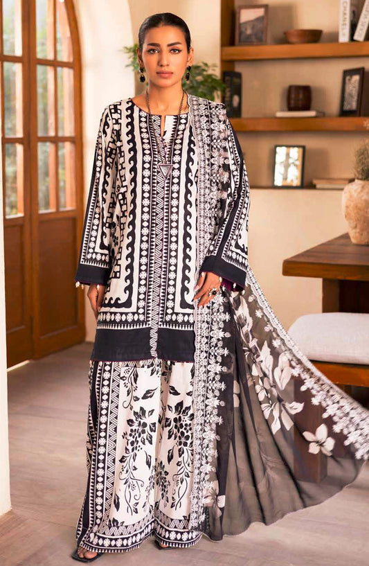 Hadeer by Johra Printed Lawn Unstitched 3 Piece Suit - JH-54 - JO25HL - White - summer Collection