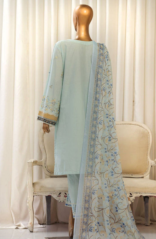 Bin Saeed Embroidered Cotton Stitched 3 Piece Suit - D-07 - BS25TC - Blue - Summer Collection