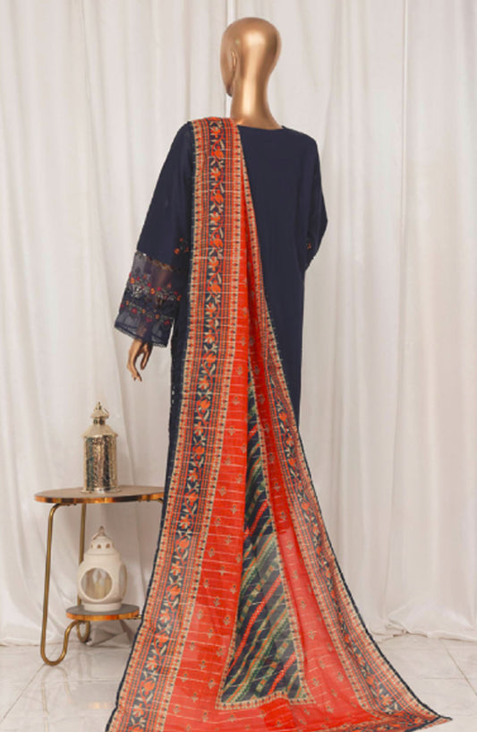 Bin Saeed Embroidered Lawn Stitched 3 Piece Suit - LF-46B - BS25LPCV3 - Blue - Summer Collection