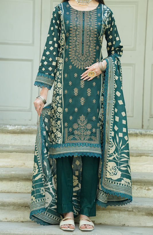 Soirees by Maryum Maniya Embroidered Lawn Unstitched 3 Piece Suit - SS-47 - MM25SS6 - Green - Summer Collection