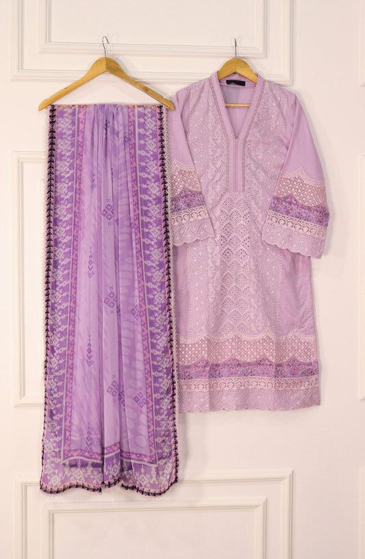 Emerge Embroidered Lawn Stitched 3 Piece Suit - Purple - D-03 - EM25CL2 - Summer Collection