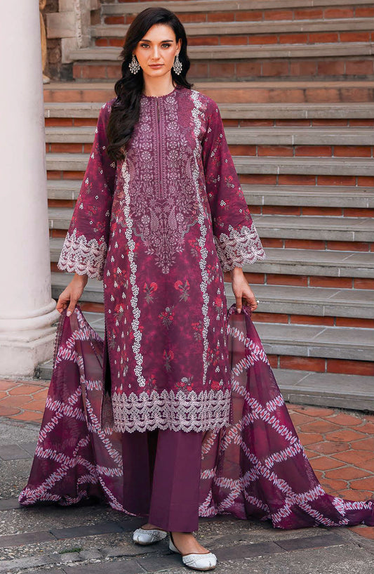 Afrozeh Embroidered Lawn Unstitched 3 Piece Suit - Purple - Anisa-A - AFR25DM - Summer Collection