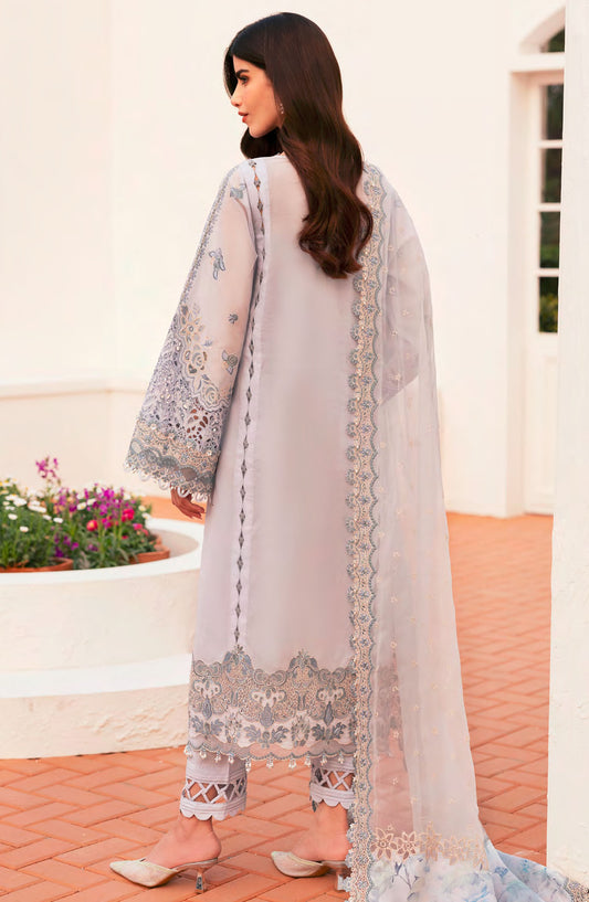 Baroque Embroidered Lawn Unstitched 3 Piece Suit - BEL-25-D02 - BQ25DEL - Blue - Summer Collection