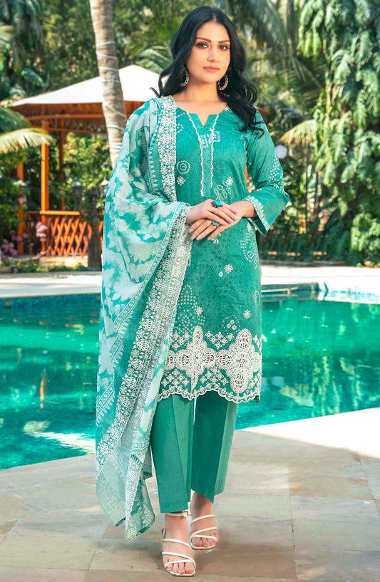 Thamina by Tawakkal Fabrics Embroidered Lawn Unstitched 3 Piece Suit - D-1196 - TF25TL - Sea Green - Summer Collection