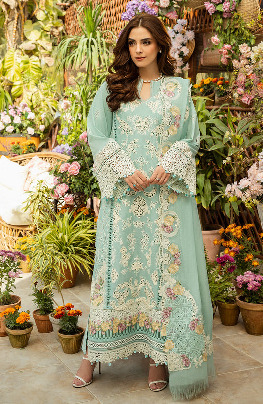 Elaf Embroidered Lawn Unstitched 3 Piece Suit - ELM-7A Zarafshan - EL25LLC - Green - Summer Collection