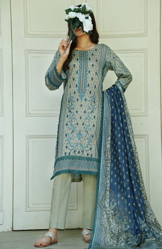 Soirees by Maryum Maniya Embroidered Lawn Unstitched 3 Piece Suit - SS-45 - MM25SS6 - Grey - Summer Collection