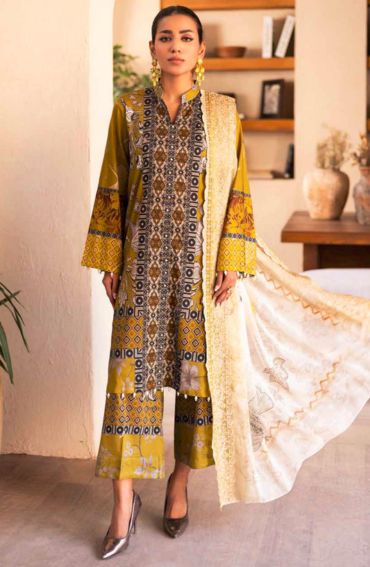 Hadeer by Johra Printed Lawn Unstitched 3 Piece Suit - JH-52 - JO25HL - Yellow - summer Collection