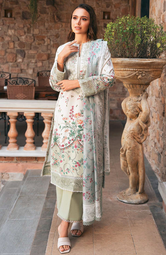 Afrozeh Embroidered Lawn Unstitched 3 Piece Suit - Green - Rosheen-A - AFR25DM - Summer Collection