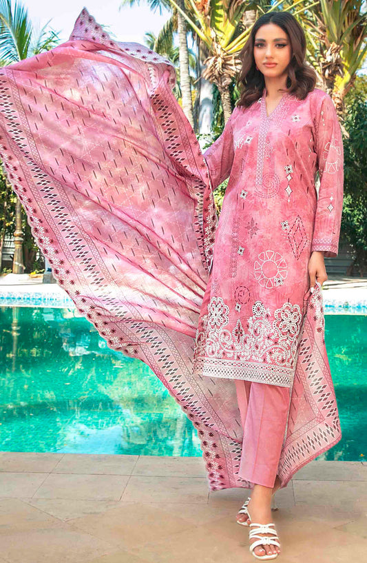 Thamina by Tawakkal Fabrics Embroidered Lawn Unstitched 3 Piece Suit - D-1195 - TF25TL - Pink - Summer Collection