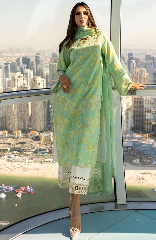 Carnation by Rang Rasiya Embroidered Lawn Unstitched 3 Piece Suit - D-06 Bella - RR25CL - Green - Summer Collection