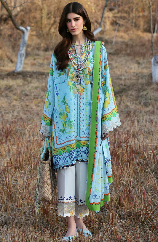 Neelum by Zaha Embroidered Lawn Unstitched 3 Piece Suit - ZL25-04 B DAHLIA - ZAH25NL - Blue - Summer Collection