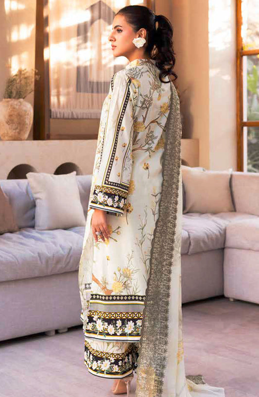 Hadeer by Johra Printed Lawn Unstitched 3 Piece Suit - JH-50 - JO25HL - White - summer Collection