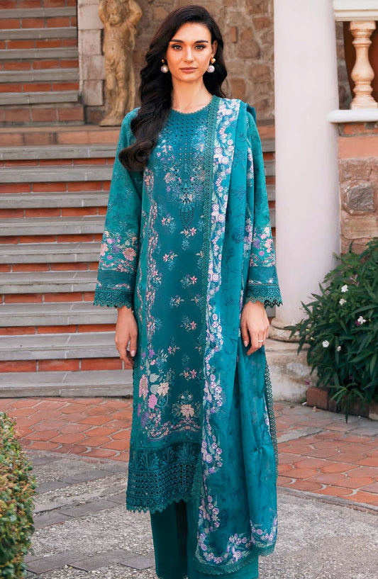 Afrozeh Embroidered Lawn Unstitched 3 Piece Suit - Sea Green - Eden-A - AFR25DM - Summer Collection