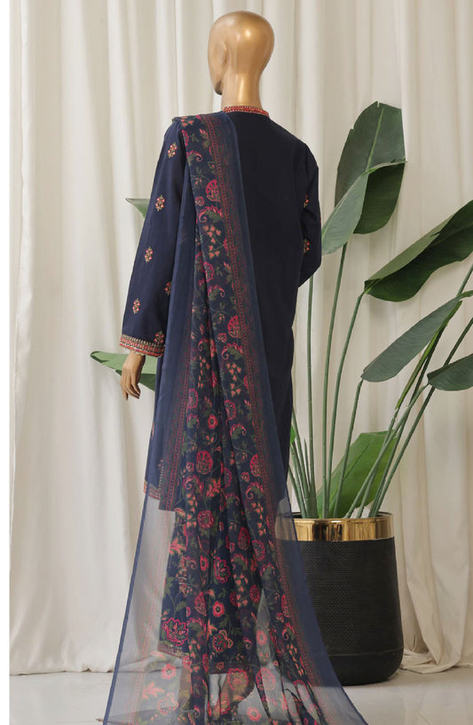 Bin Saeed Embroidered Cotton Stitched 3 Piece Suit - D-02 - BS25TC - Blue - Summer Collection