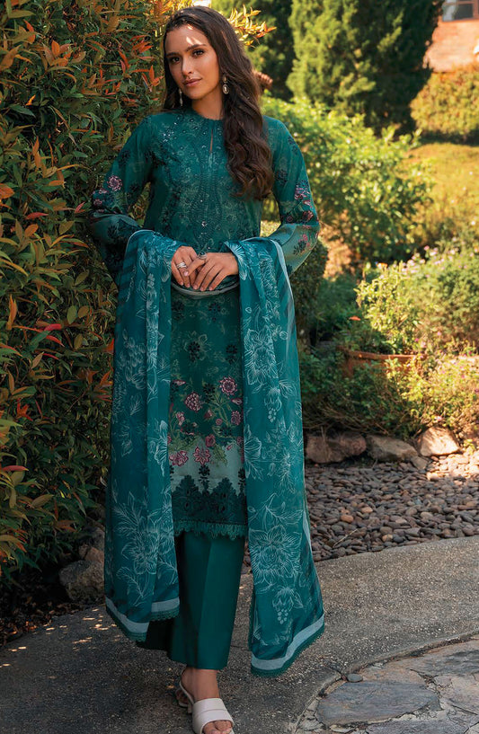 Afrozeh Embroidered Lawn Unstitched 3 Piece Suit - Sea Green - Opaline-A - AFR25DM - Summer Collection