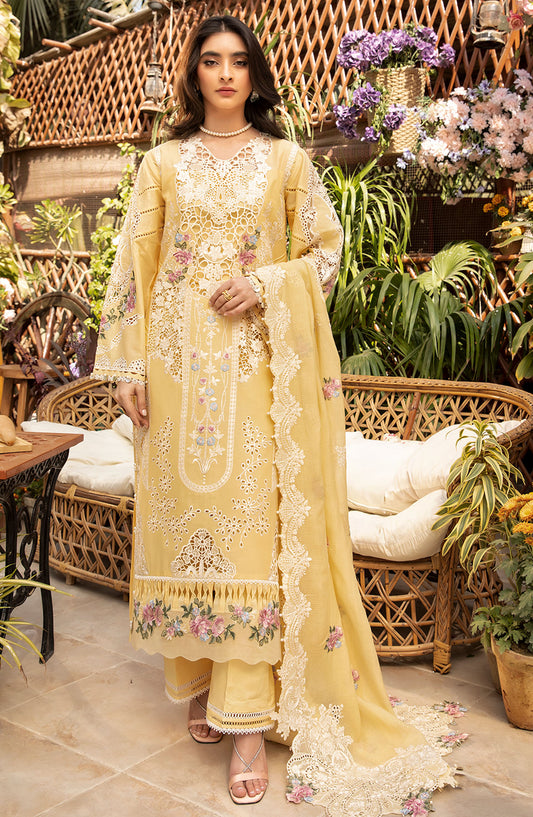 Elaf Embroidered Lawn Unstitched 3 Piece Suit - ELM-2B Roshnee - EL25LLC - Yellow - Summer Collection