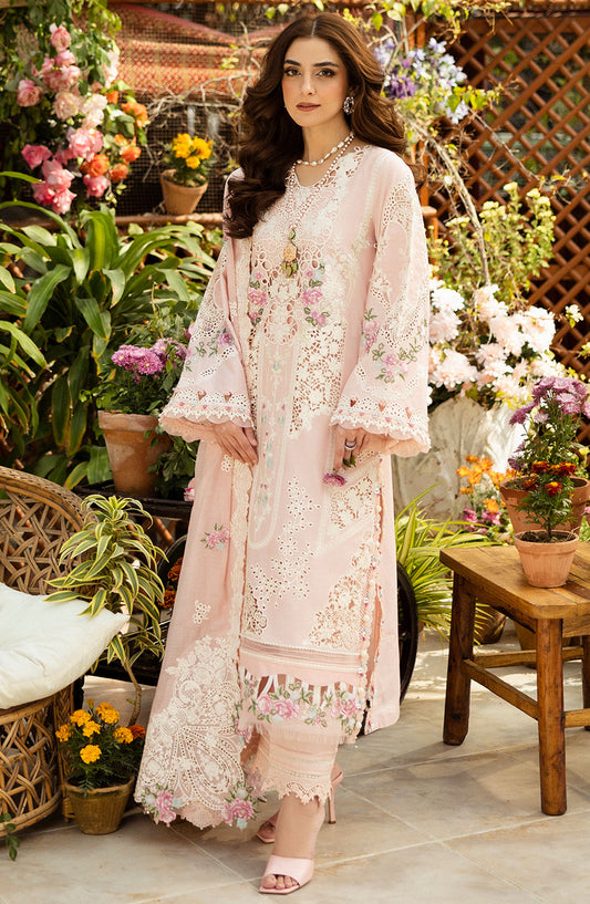 Elaf Embroidered Lawn Unstitched 3 Piece Suit - ELM-2A Mahgul - EL25LLC - Pink - Summer Collection
