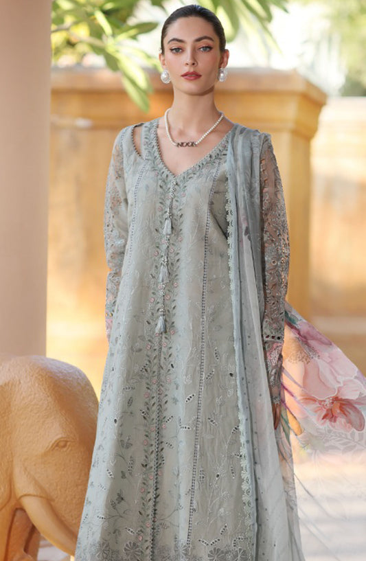 Noor by Saadia Asad Embroidered Lawn Unstitched 3 Piece - D-01-A - SA25ELL - Grey - Summer Collection