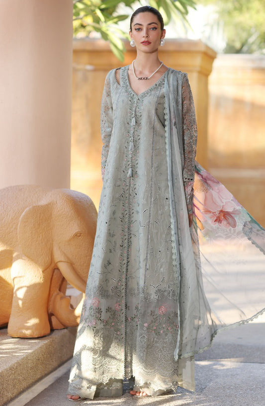 Noor by Saadia Asad Embroidered Lawn Unstitched 3 Piece - D-01-A - SA25ELL - Grey - Summer Collection