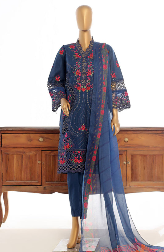Bin Saeed Embroidered Lawn Stitched 3 Piece Suit - LF-146A - BS25LPCV3 - Blue - Summer Collection